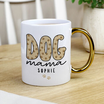 Personalised Dog Mama Gold Handle Mug, 3 of 4