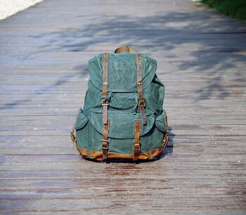 Vintage Look Waxed Canvas Backpack, 9 of 12