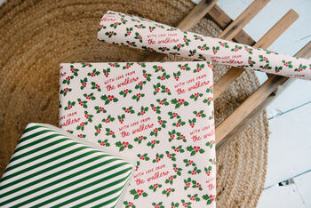 Personalised Christmas Holly Wrapping Paper, 3 of 3