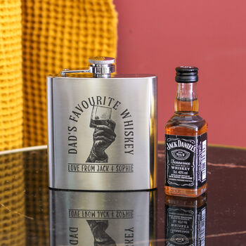 Personalised Hip Flask Whiskey Alcohol Tin Gift For Dad, 2 of 6