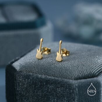 Sterling Silver Tiny Electric Guitar Stud Earrings, 4 of 12