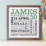 Personalised 50th Birthday Typographic Art, thumbnail 2 of 7