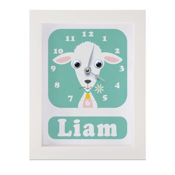 Personalised Childrens Lamb Clock, 6 of 9