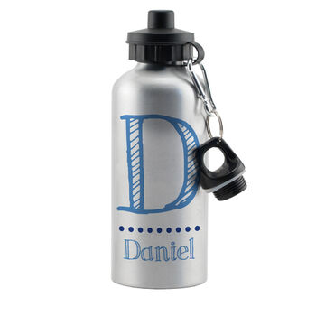 Personalised Blue Name Silver Kids Drinks Bottle, 4 of 4