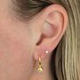 April Birthstone Earrings, Quartz/Herkimer, Gold, thumbnail 2 of 8