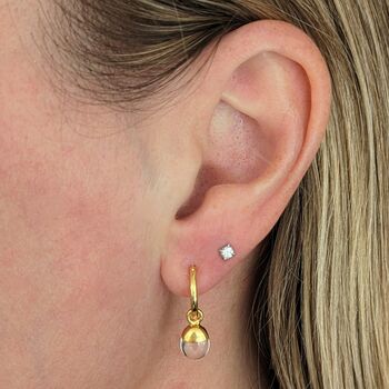 April Birthstone Earrings, Quartz/Herkimer, Gold, 2 of 8