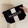 Personalised Stripe Canvas Pouch Toiletry Makeup Cosmetic Bag Pencil Case Snack Bag Tech Organiser, thumbnail 2 of 5