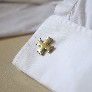 Silver Cross Cufflinks Polished Maltese Design For Men Gift, 2 of 5