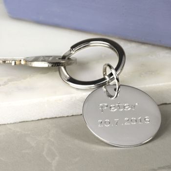 personalised round silver key ring by hersey silversmiths ...