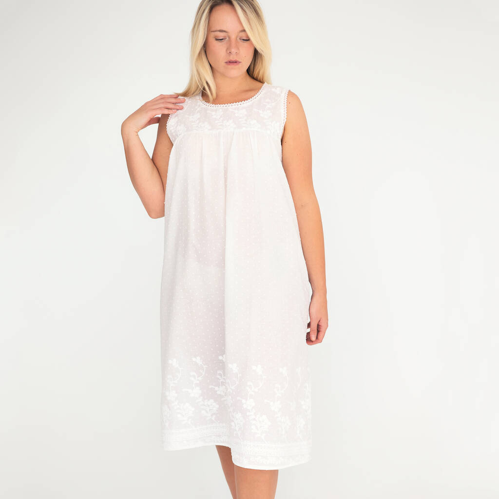 Sherie White Cotton Victorian Nightdress
