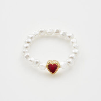 Gold Love Heart Pearl Ring, 5 of 8