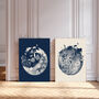 Set Of Two Moon Flower Celestial Art Prints, thumbnail 2 of 4