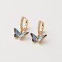 Enamel Blue Butterfly Huggie Earrings, thumbnail 1 of 5