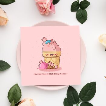 Cute Pig Ice Cream Greetings Card, 8 of 9