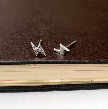 Sterling Silver Good Luck Lightning Bolt Earrings, 2 of 10