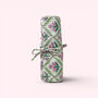 Cotton Jewellery Roll | Green And Pink Block Print Floral, thumbnail 1 of 7