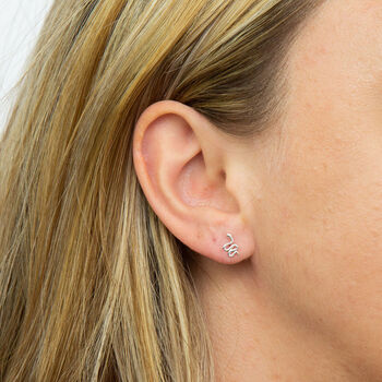 Snake Stud Earrings In Sterling Silver, 3 of 12