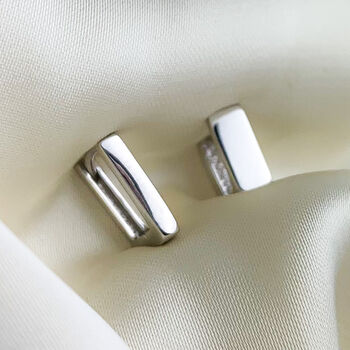 Sterling Silver Square Huggie Hoop Earrings, 3 of 6