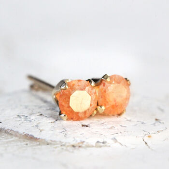 Sunstone Stud Earrings In Silver Or Gold, 2 of 12