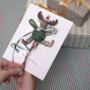 Dancing Reindeer Luxury Christmas Card, thumbnail 5 of 5