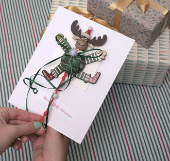 Dancing Reindeer Luxury Christmas Card, 5 of 5