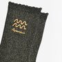 Women's Glitter Socks Black Gold Zodiac Aquarius, thumbnail 3 of 5