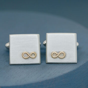 Personalised Wedding Cufflinks. Gold Infinity Symbol, 8 of 10