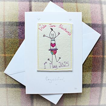 Personalised New Baby Card, Embroidered, 2 of 11