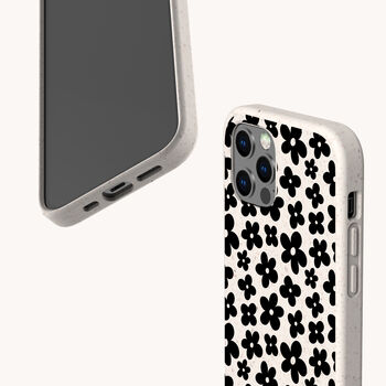 Little Black Flowers Eco Phone Case, 3 of 8