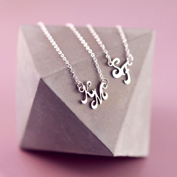 Couples Sterling Silver Initial Necklace, 10 of 11
