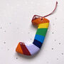 Personalised Handmade Rainbow Stripe Clay Hanging Letter, thumbnail 2 of 4