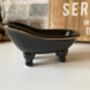 Black Ceramic Soap Dish Claw Foot Bath Design Drainage, thumbnail 4 of 5