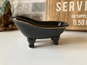 Black Ceramic Soap Dish Claw Foot Bath Design Drainage, 4 of 5