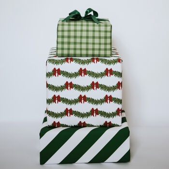 Christmas Green Gingham Luxury Wrapping Paper, 6 of 6