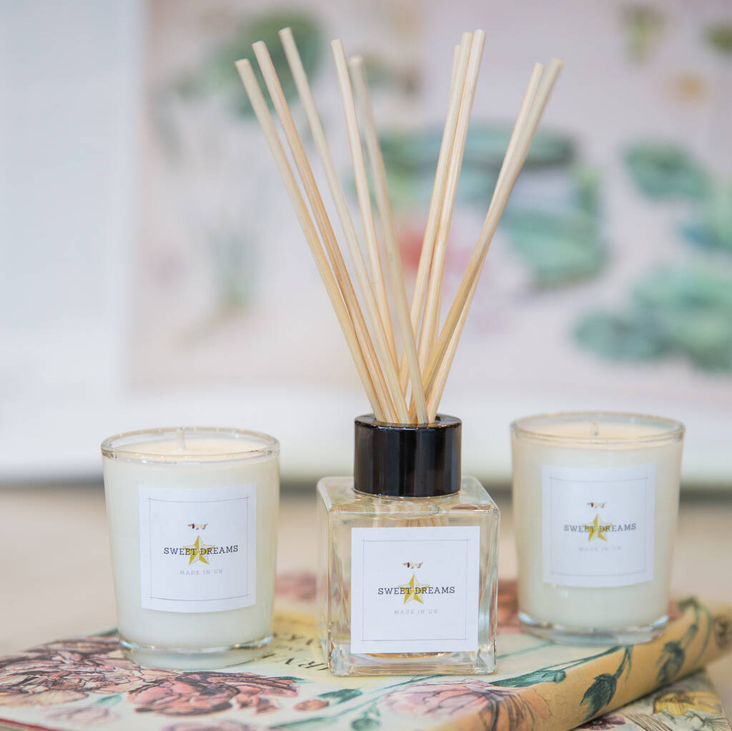Essential Oils Reed Diffuser And Votive Candle Gift Set By Ollie & Co