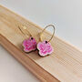 Rose Charm Gold Plated Hoop Earrings, thumbnail 2 of 7