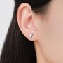 Wolf Head Stud Earrings In Sterling Silver, thumbnail 6 of 12