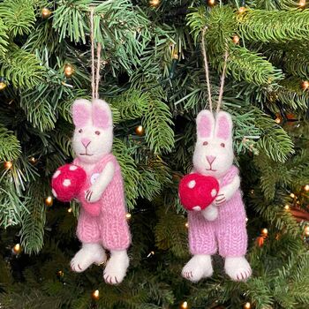 Felt Rabbit With Mushroom Hanging Decoration, 4 of 4