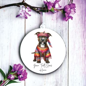 Personalised Bull Terrier Hippie Dog Decoration B, 2 of 2