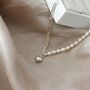 Cindy Ivory Silver Pearl Ball Love Clip Necklace, thumbnail 3 of 6