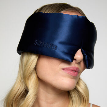Silk Addict 100% Mulberry Silk Weighted Sleep Mask Navy, 7 of 8