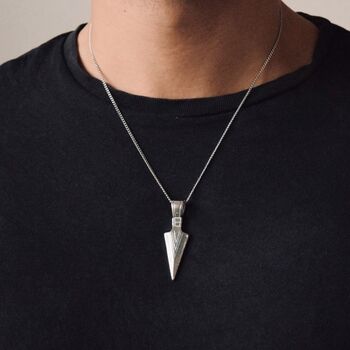 Arrow Head Necklace, Silver Viking Arrowhead Pendant, 2 of 3