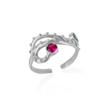 Emerald And Ruby Color Jewelled Dragon Back Ring, 11 of 12