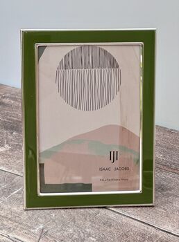 Isaac Jacobs Green And Silver Tone Border Photo Frame, 2 of 3