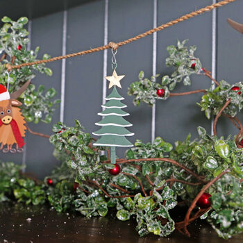 Highland Cow Coo And Christmas Tree Garland, 3 of 4