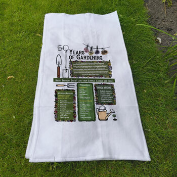 Personalised Years Of Gardening Birthday Gift Garden Towel, 3 of 6