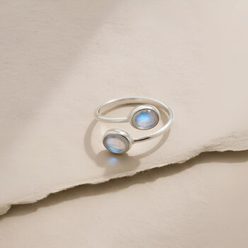 Handmade Open Adjustable Sterling Silver Rainbow Moonstone Ring, 7 of 10