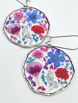 Statement Earrings With Colourful Flowers In Silver, 3 of 12