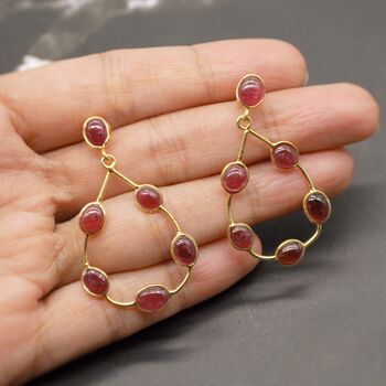 Ruby Hoops Sterling Silver Earrings, 2 of 6