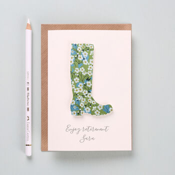 Personalised Liberty Welly Retirement Card, 2 of 4